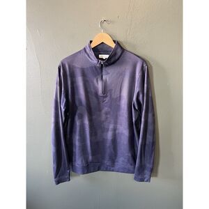 Peter Millar Mens Blue Camo 1/4 Zip Pullover Golf Sweatshirt Size Large